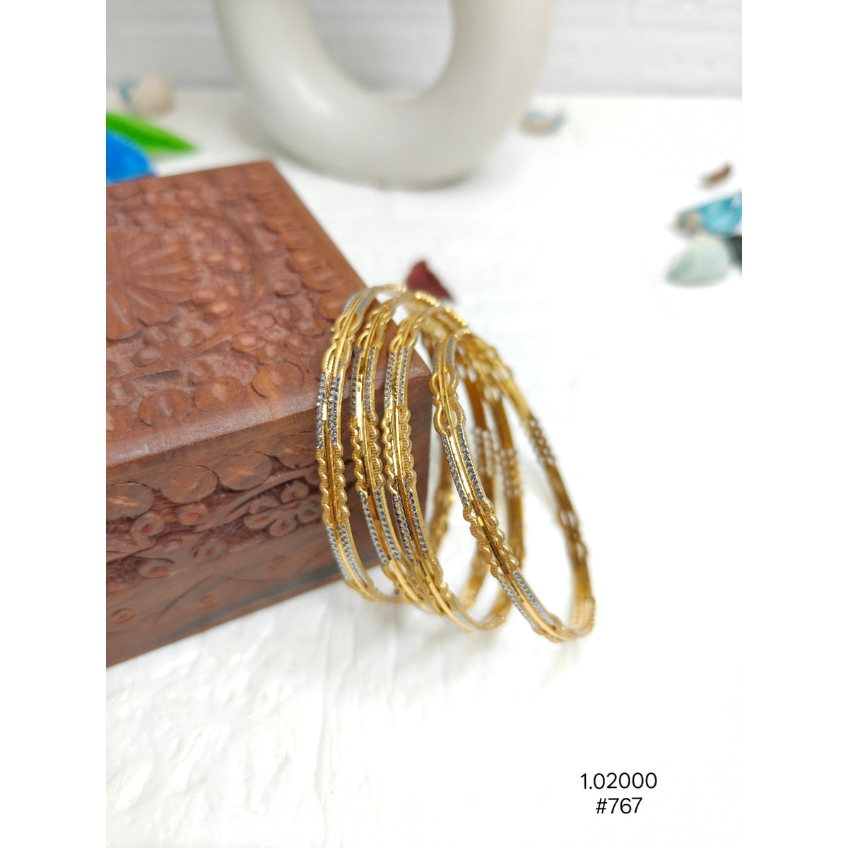 Minimal Gold-Plated Textured Bangles