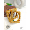 Classic Gold-Plated Square Bangles with Pearl & Stone Detailing