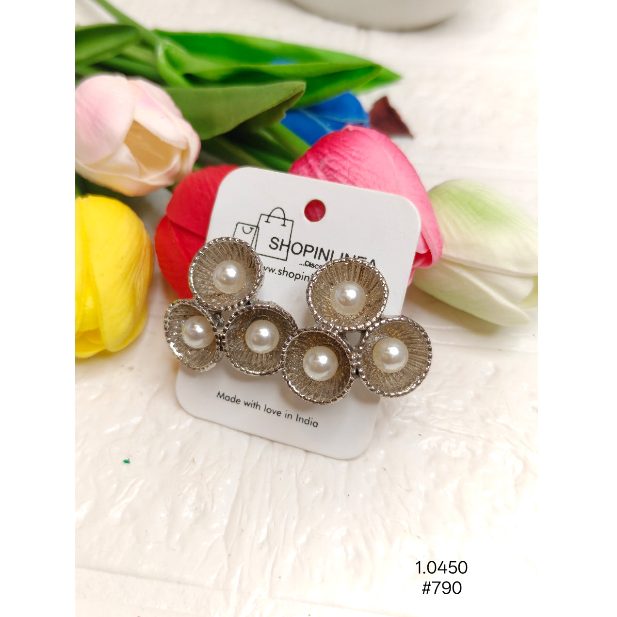 Floral Pearl Stud Earrings