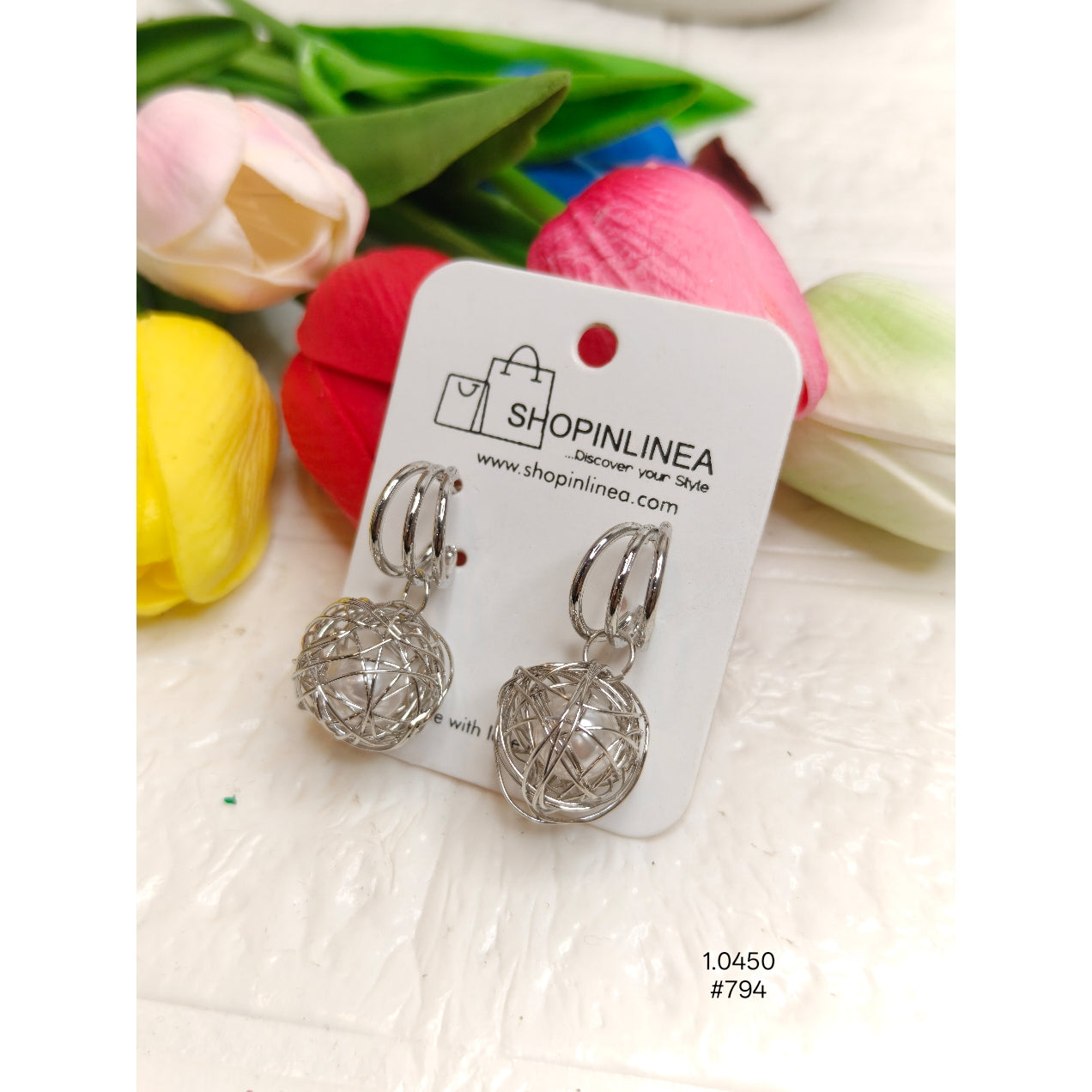 Tangled Wire Ball Earrings