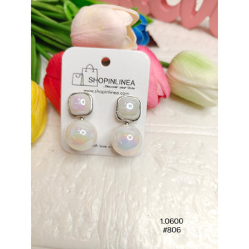 White Iridescent Drop Earrings