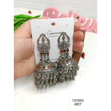 Oxidized Silver Trishul Jhumka Earrings
