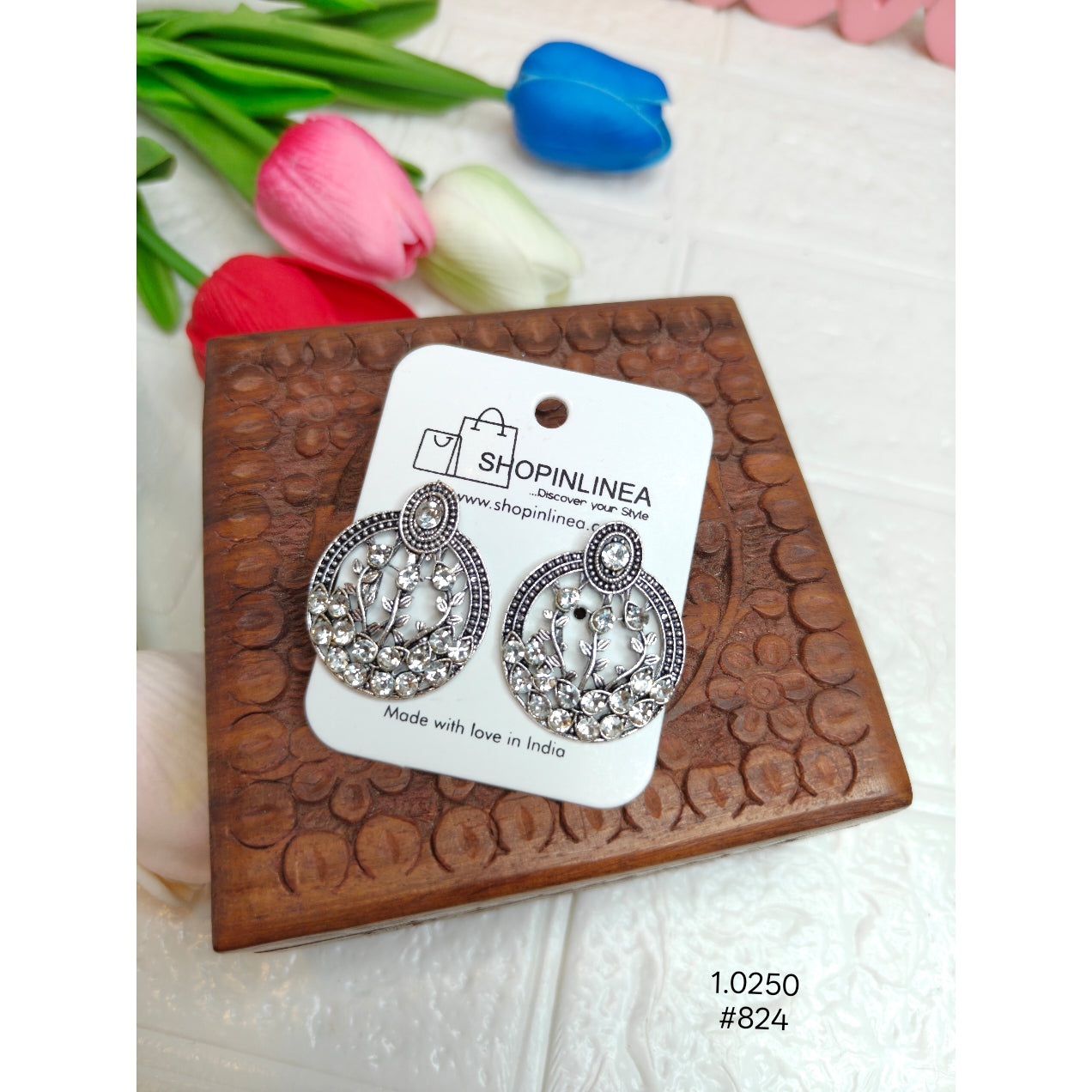 Silver Oxidised Dangle Earrings
