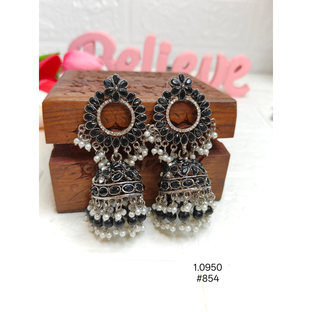 Silver Oxidized Jhumka Earrings