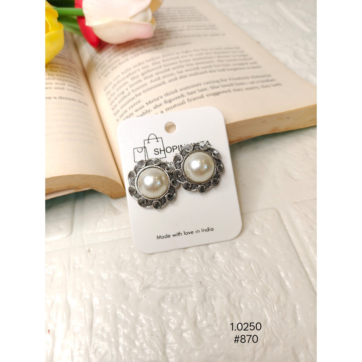 Minimal Silver Pearl Earrings