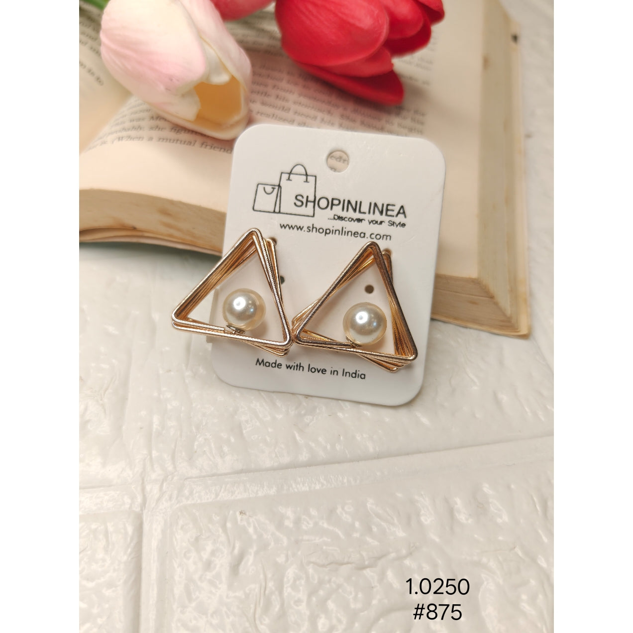 Elegant Triangle Pearl Earrings