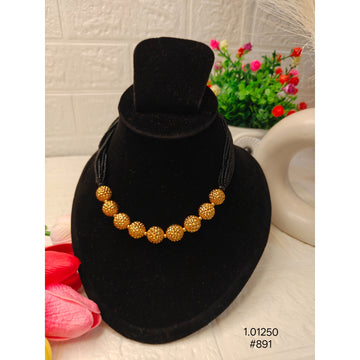 Ethnic Gold Black Bead Necklace