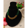 Green Necklace with Gold Beads