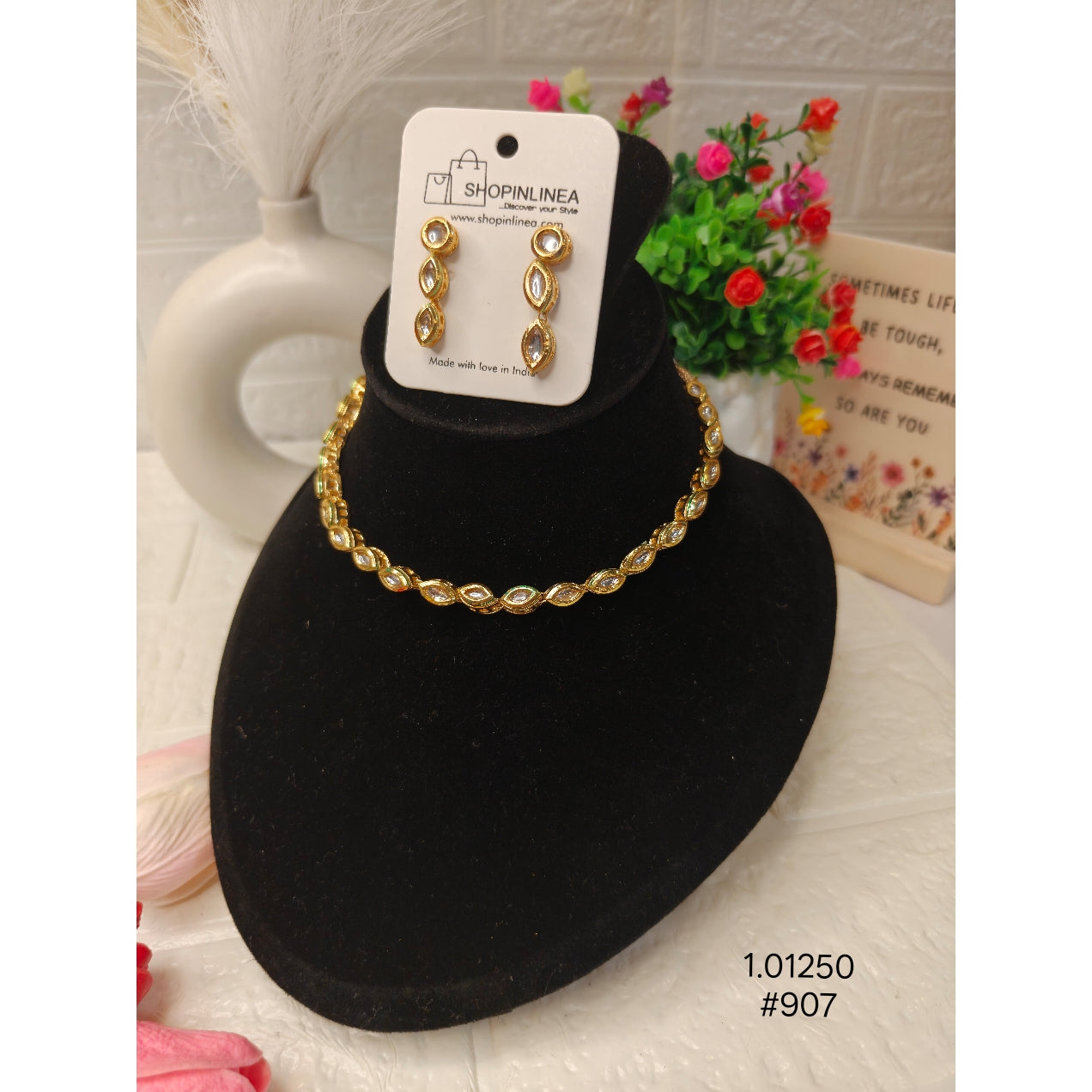 Gold-Toned Kundan Necklace