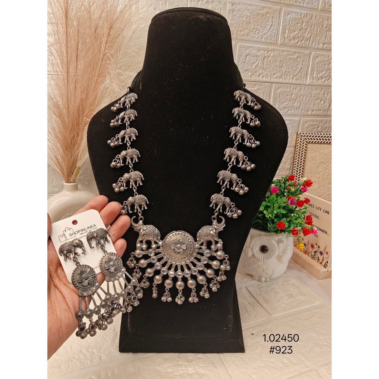 Elegant Oxidized Silver Necklace