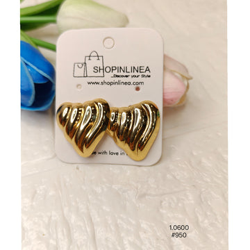 Trendy Gold Heart Studs
