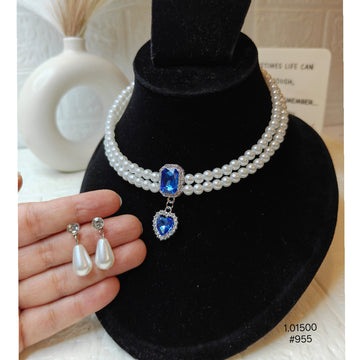 Royal Blue Pearl Necklace  Set