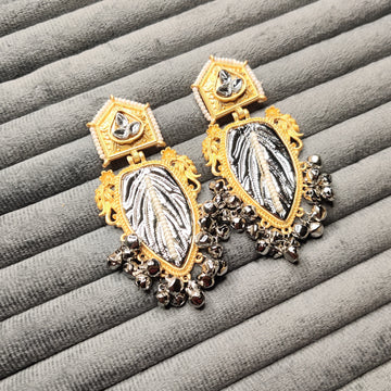 German Silver Timeless Kashmiri Earrings In White