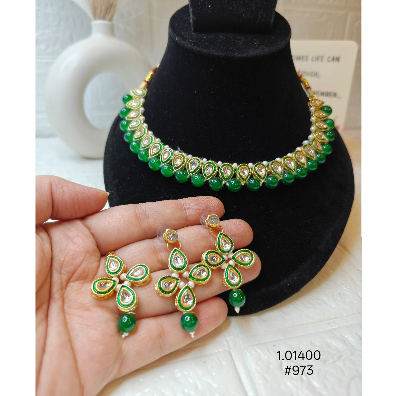 Green Kundan  Necklace Set
