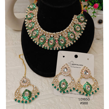 Designer Green Meenakari Necklace Set