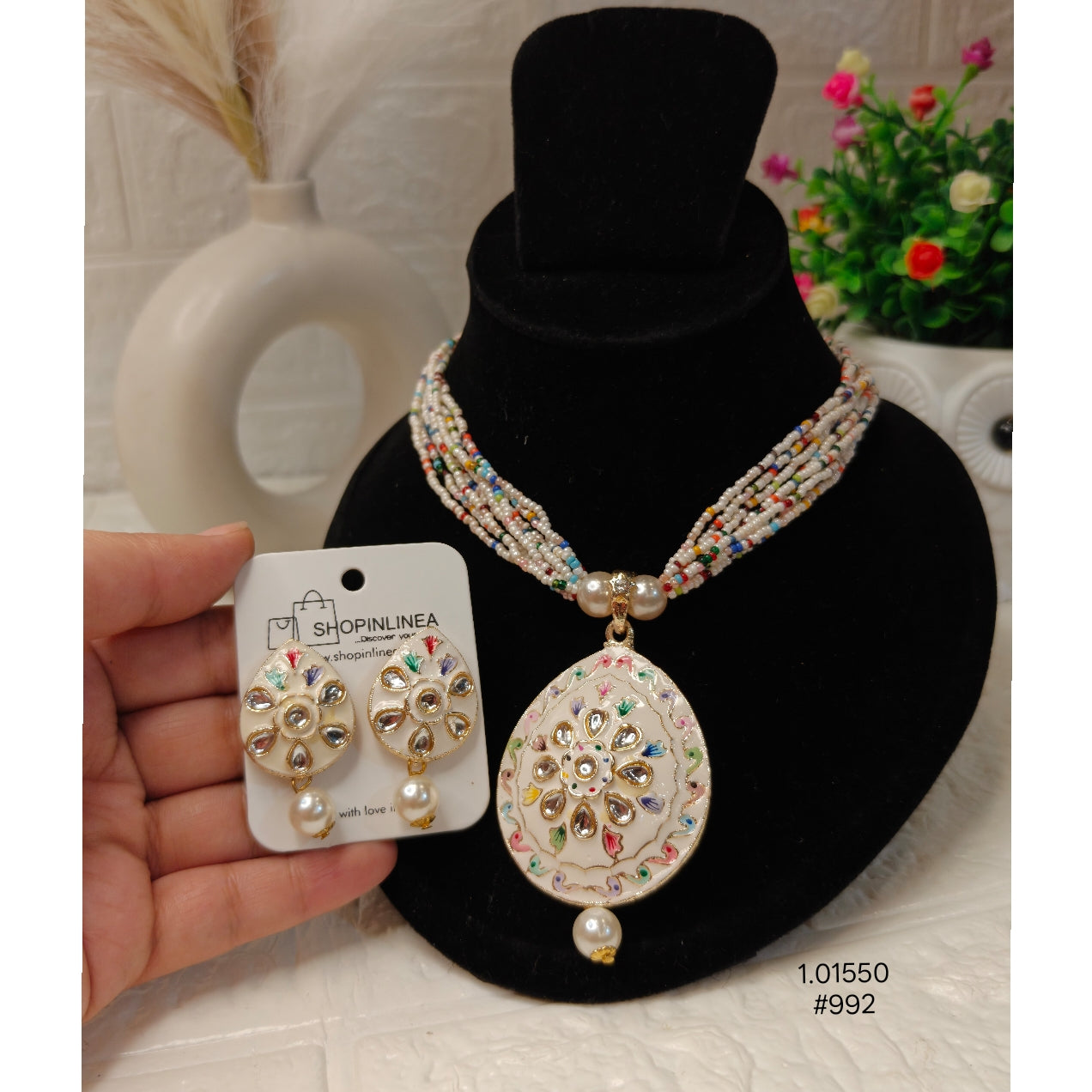 Traditional Meenakari Necklace with Earrings